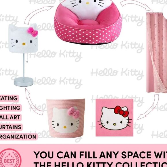Hello Kitty Bow Rope Decorative Storage Bin- Pink - Picture 6 of 16